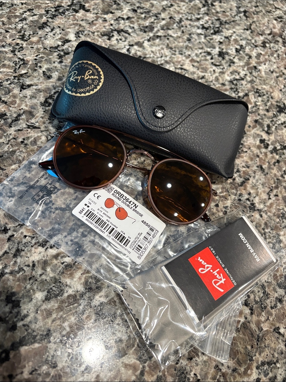 NWT Ray-Ban Women’s Round Double Bridge Brown
